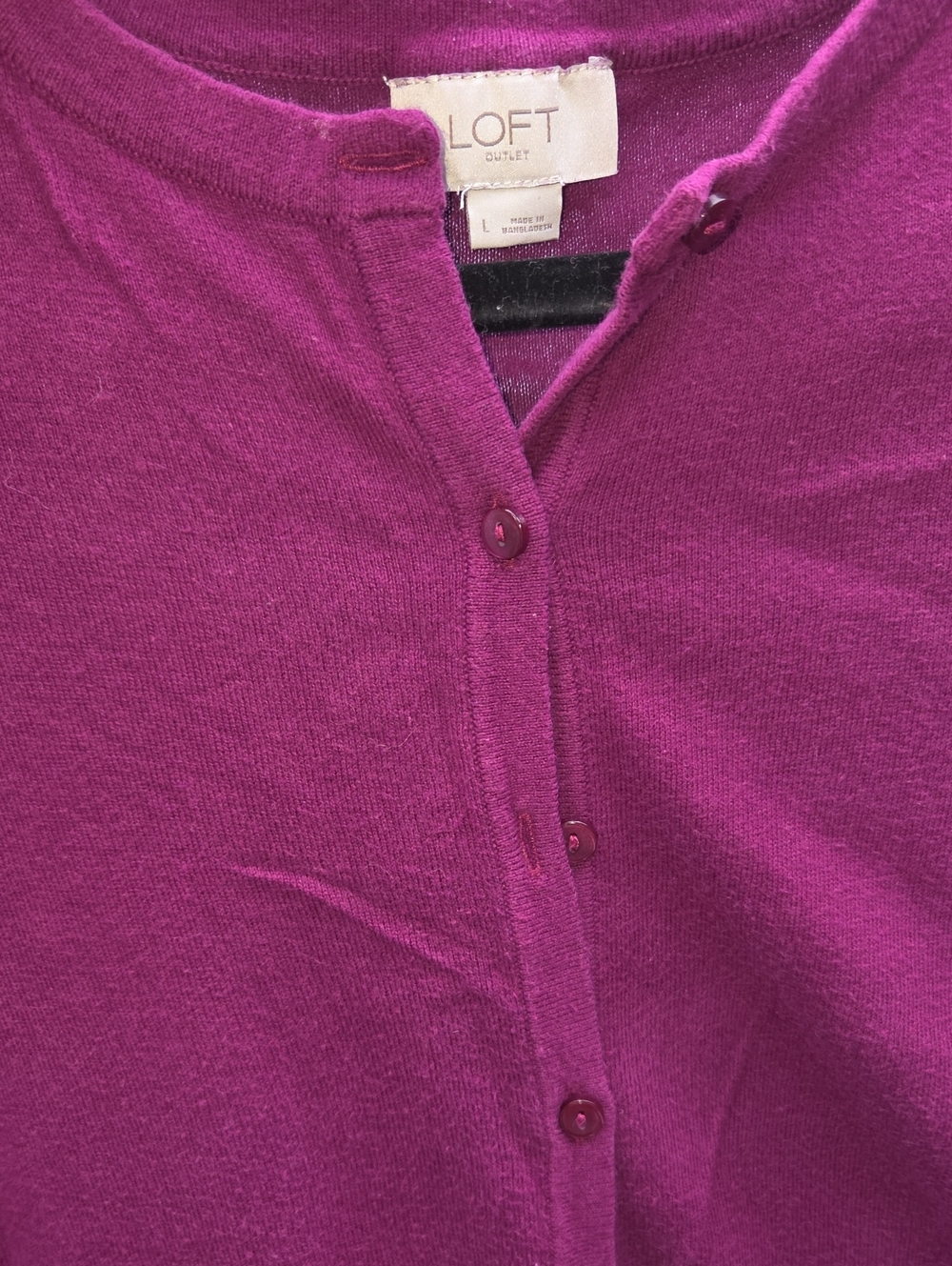 LOFT Women's Plum Button-Front Cardigan - Size LARGE - Picture 8 of 8